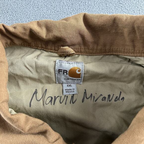 Carhartt Jacket Mens 4XL Brown Flame Resistant Bomber Full Zip Bomber Workwear - Picture 2 of 8